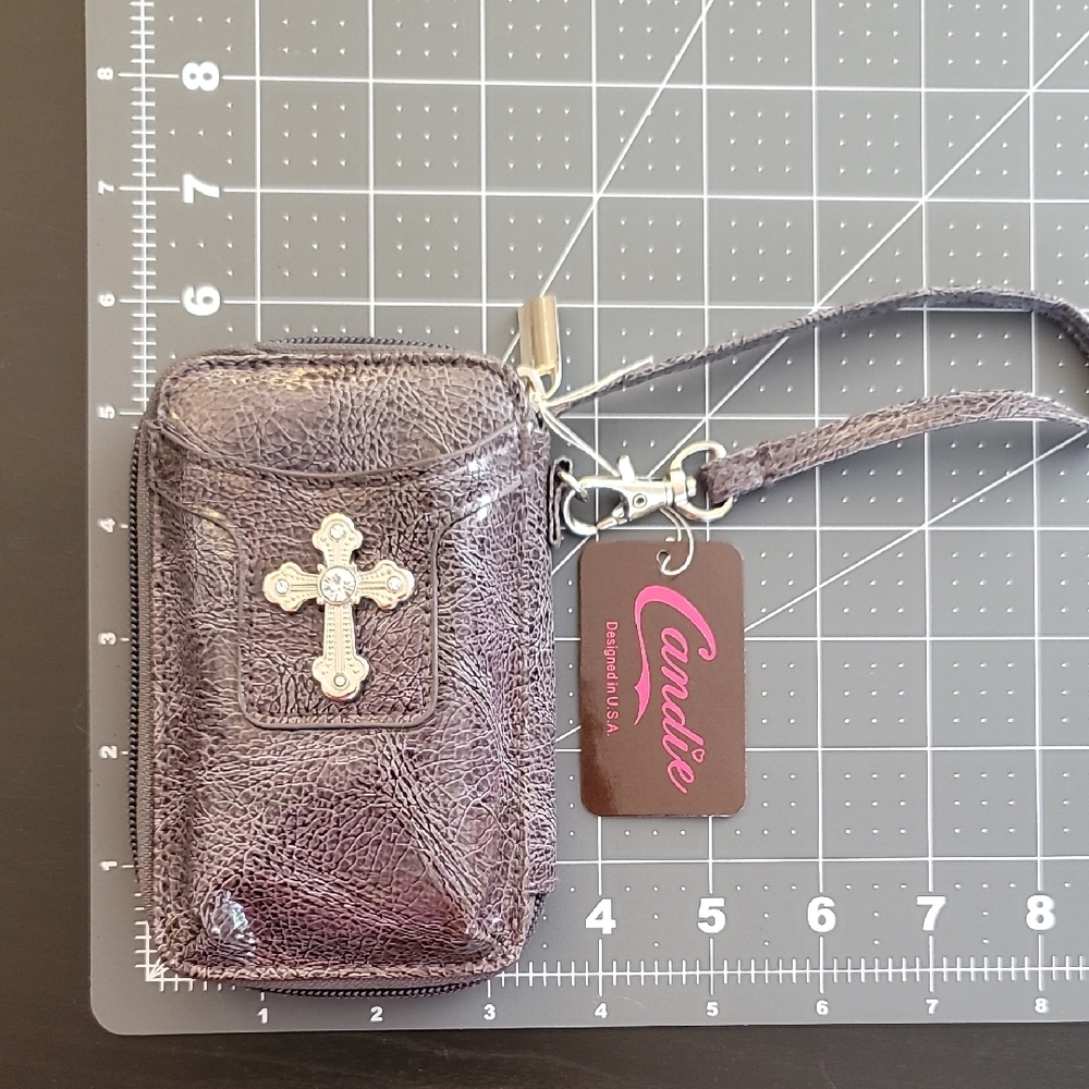 Candie's Metallic Black Crossbody Card Holder
